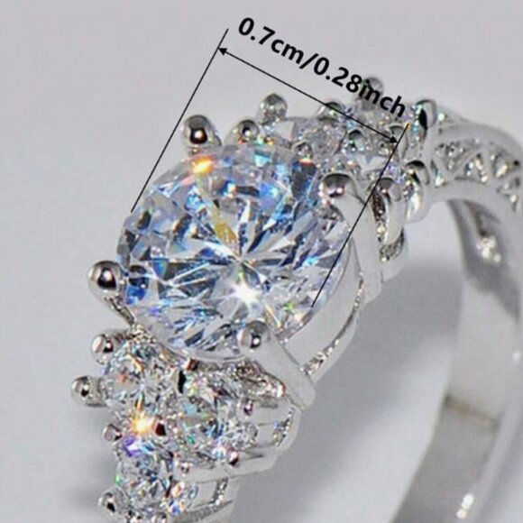 925 Silver Filigree Cubic Zirconia Cocktail Ring Size 7 - Picture 4 of 7